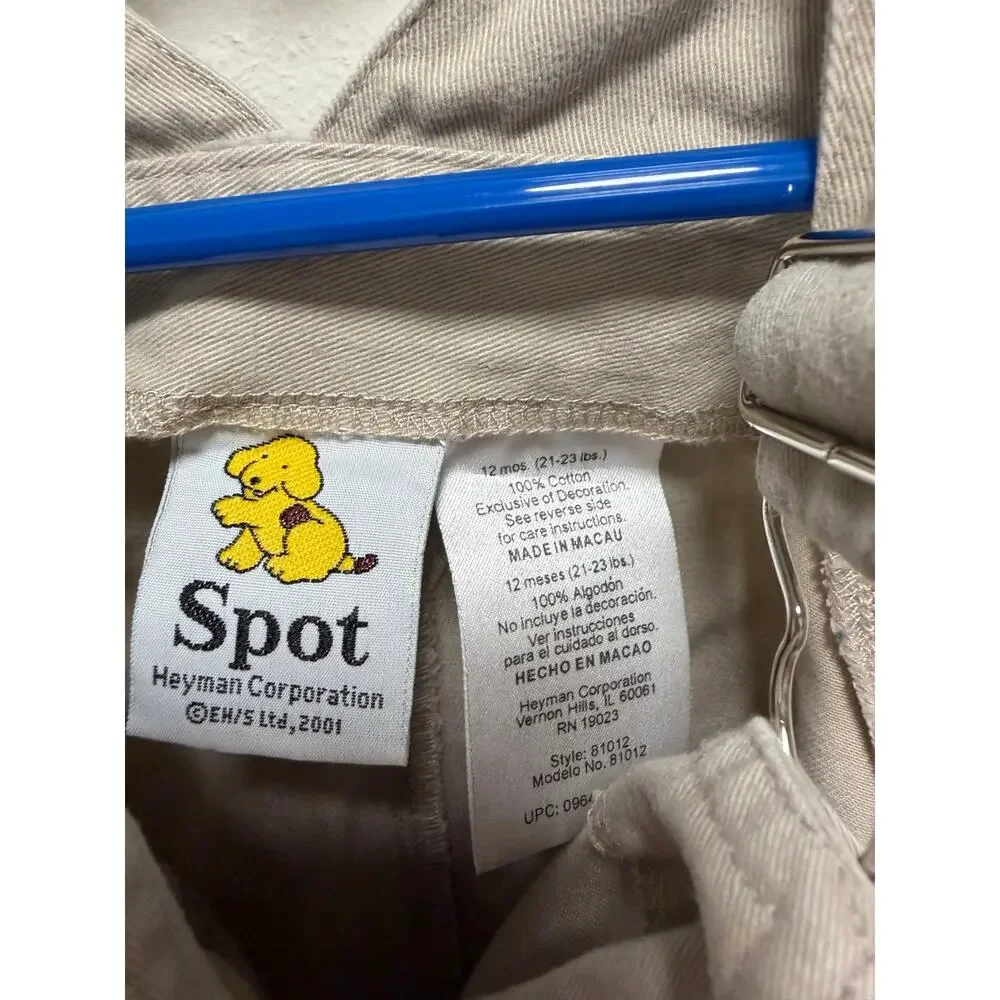 Vintage 2001 Spot the Dog with Bee Overalls Khaki Embroidered Size 12 Months